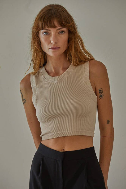 Knit Ribbed Round Neck Top