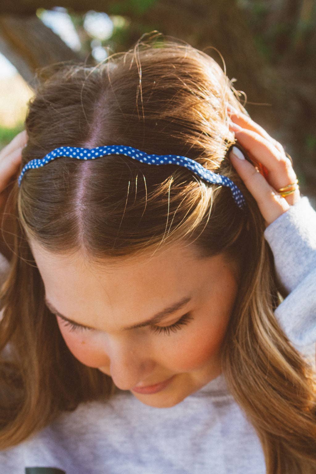Squiggly Polka Dot Headband: White