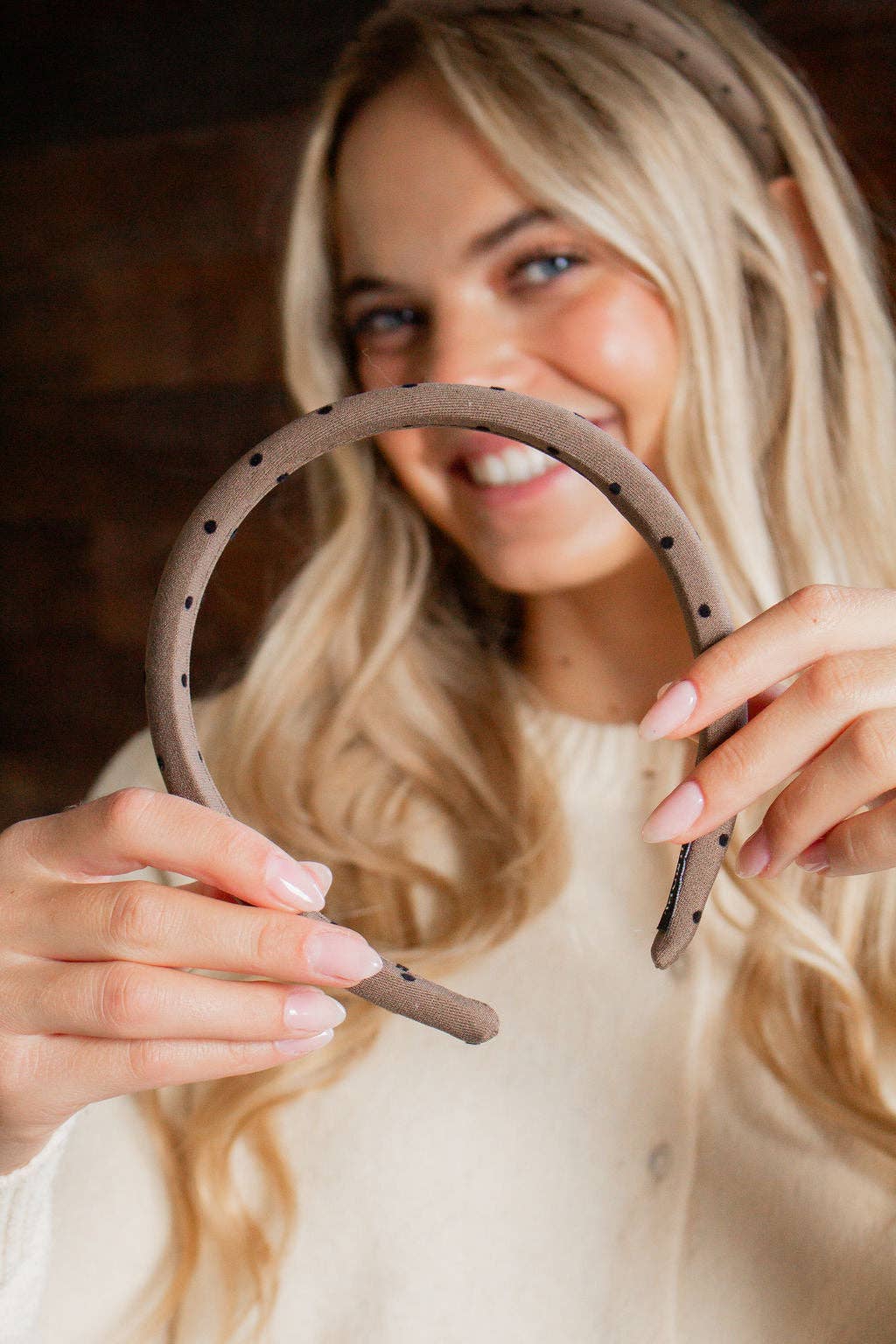 Pin Dotted Headband: Grey
