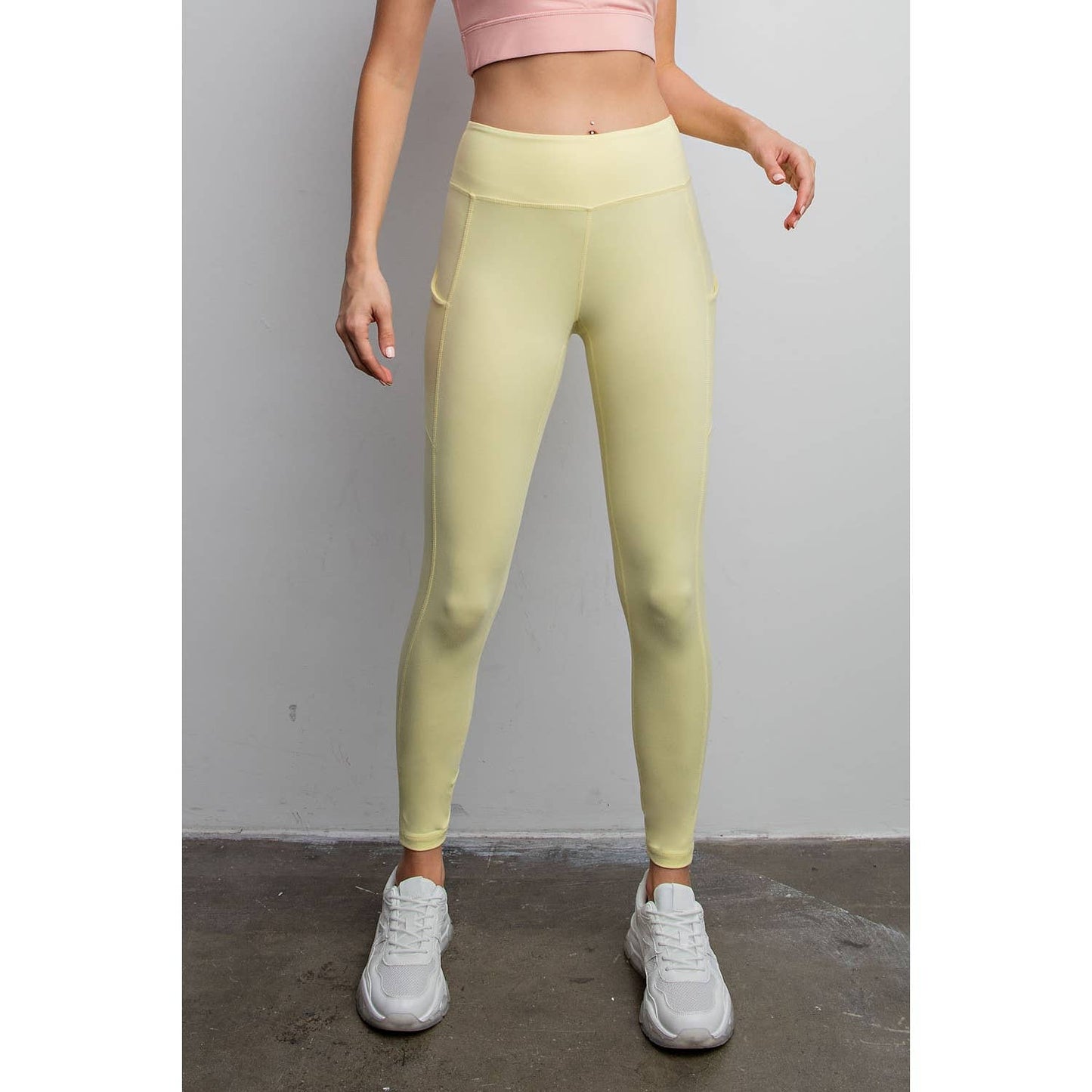 BUTTER BASIC LEGGING WITH POCKETS: Stone Taupe / S-M-L(2-2-2)