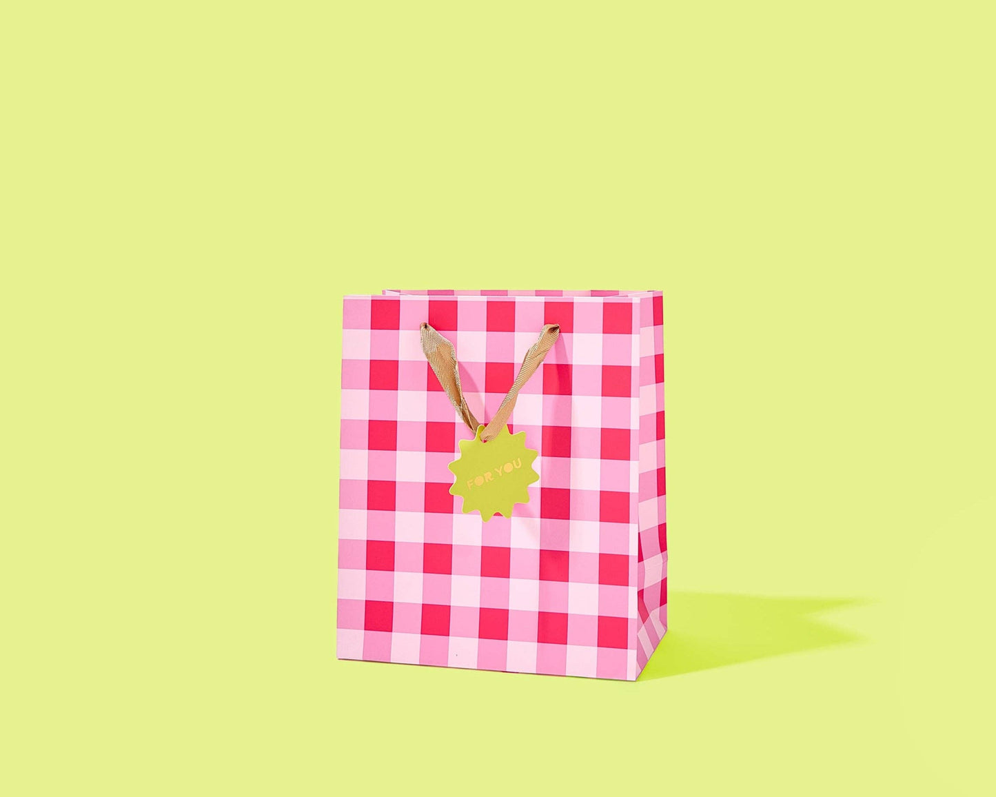 Red + Pink Gingham Gift Bag