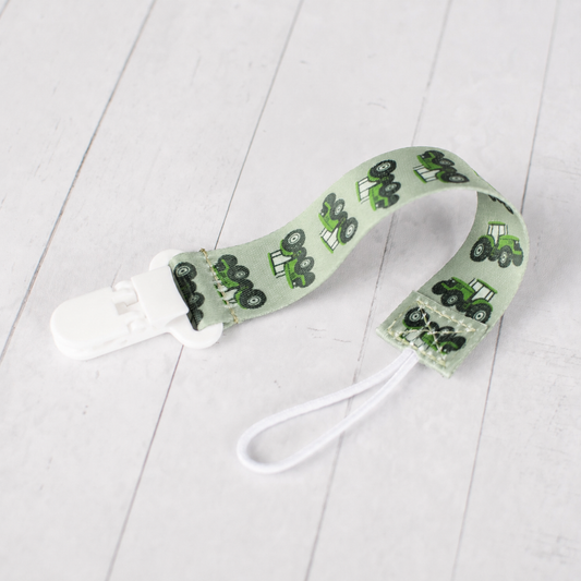 Green Tractor Paci Clip