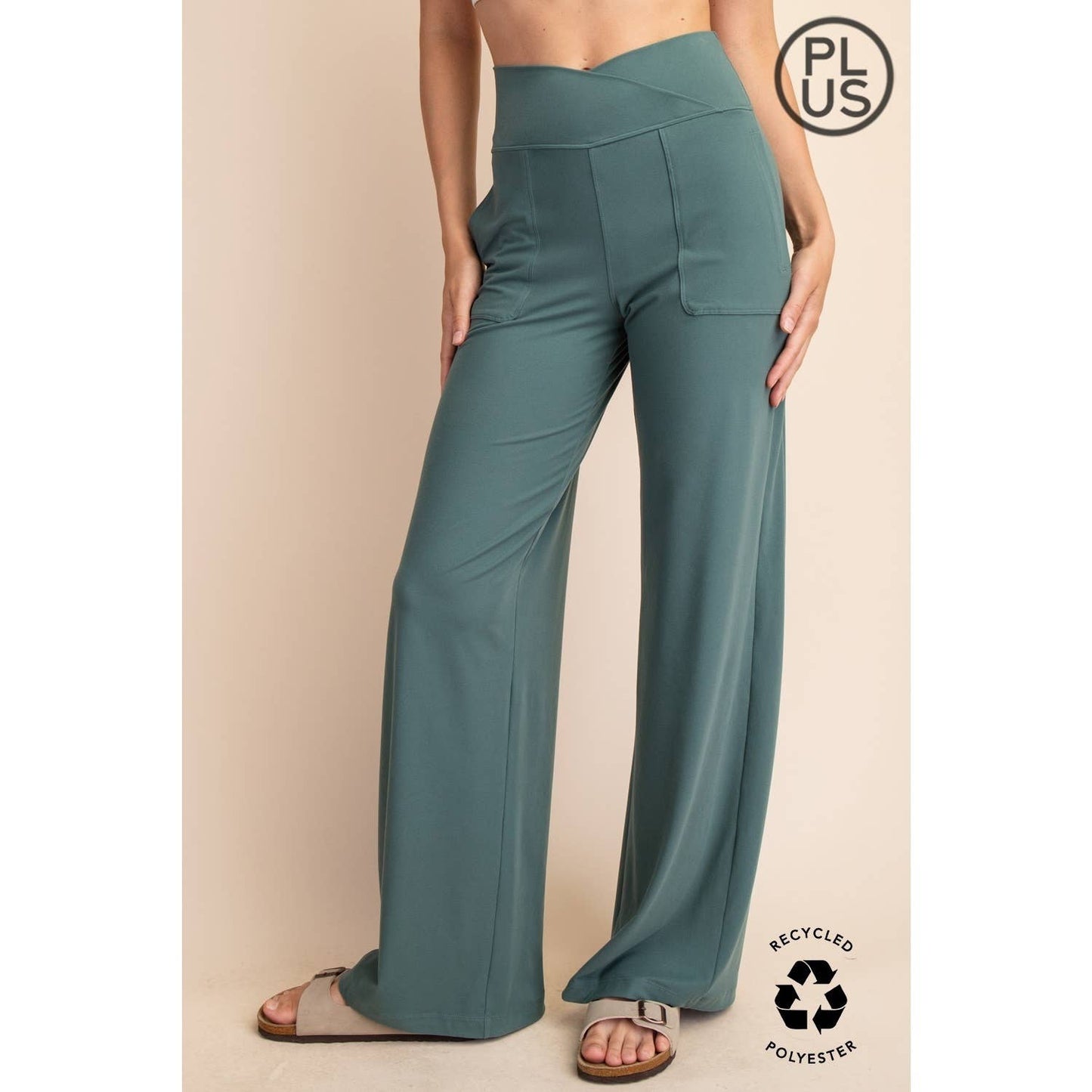 PLUS SIZE BUTTER V WAIST WIDE PANT