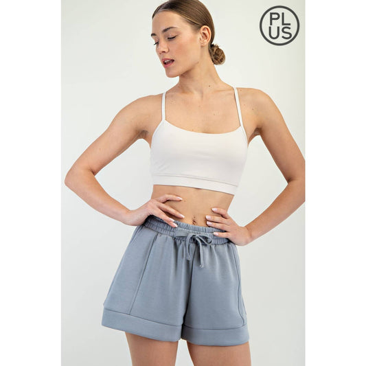 PLUS SIZE MODAL SCUBA CASUAL SHORT: Rhino Grey