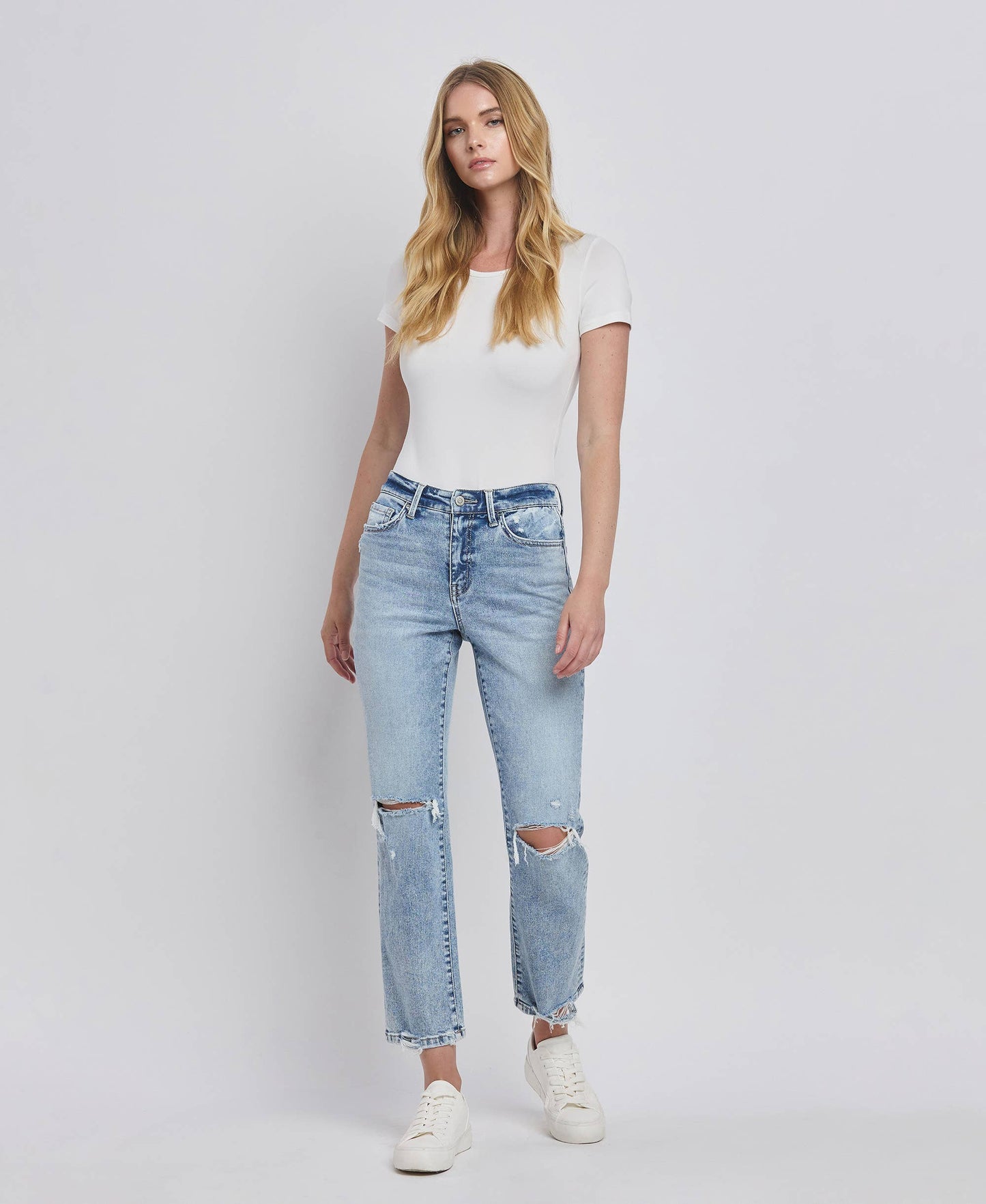 Flying Monkey HIGH RISE DISTRESSED STRAIGHT JEANS