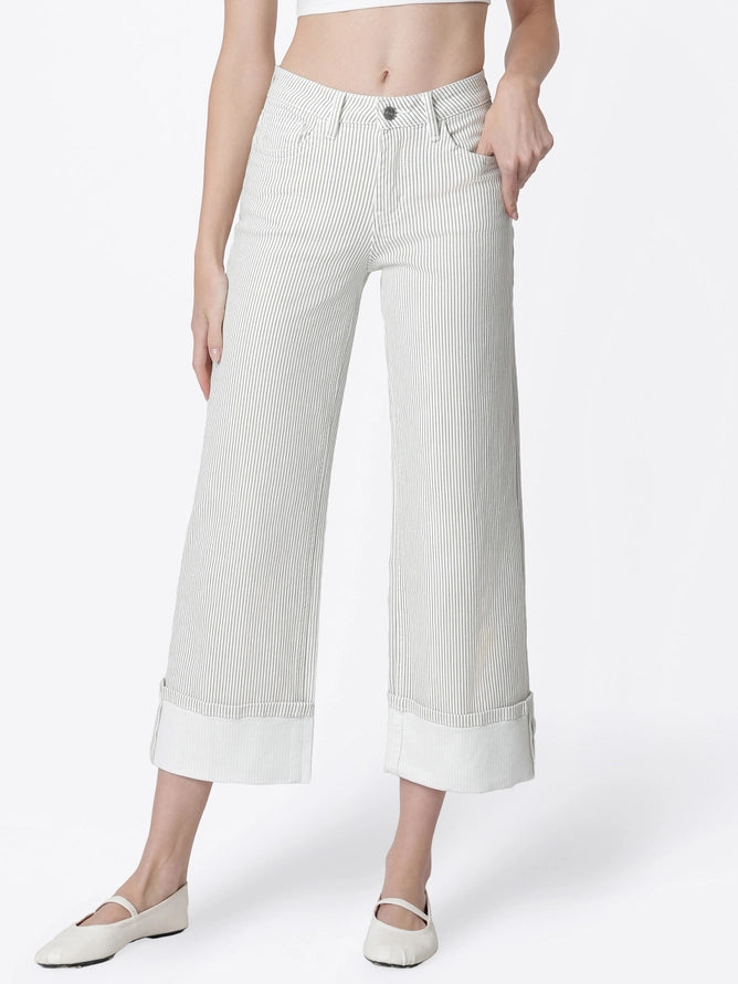 HR Stripe Cuffed Crop Wide