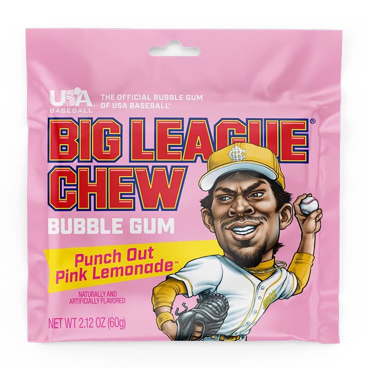 Big League Chew Punch Out Pink Lemonade Gum, 12ct Pouches
