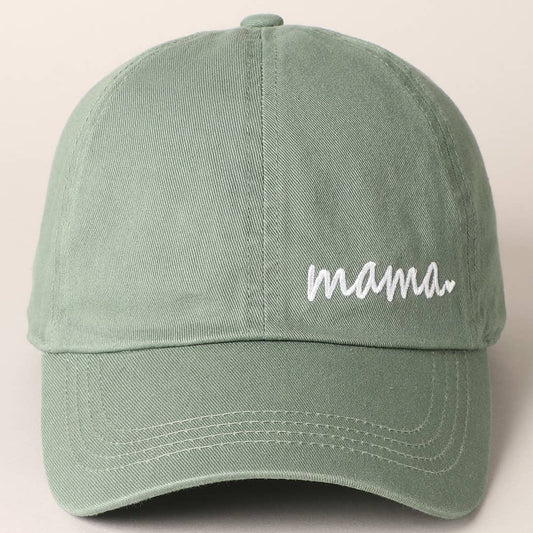 Mama Letters Embroidered Baseball Cap: SAGE / ONE SIZE