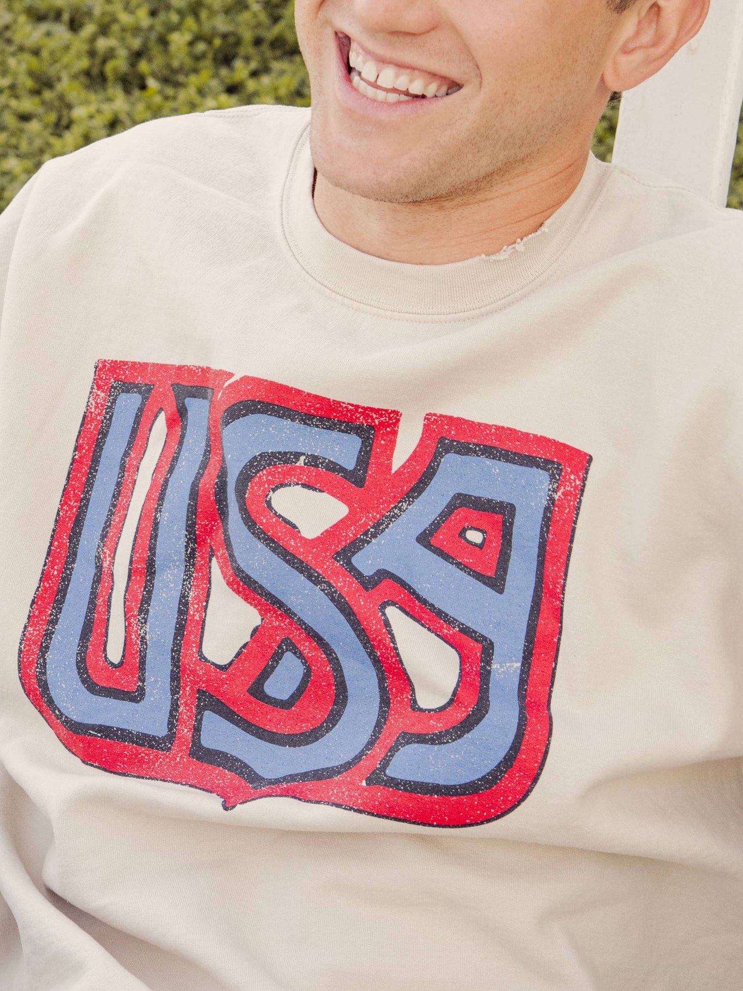 USA Sand Thrifted Graphic Sweatshirt