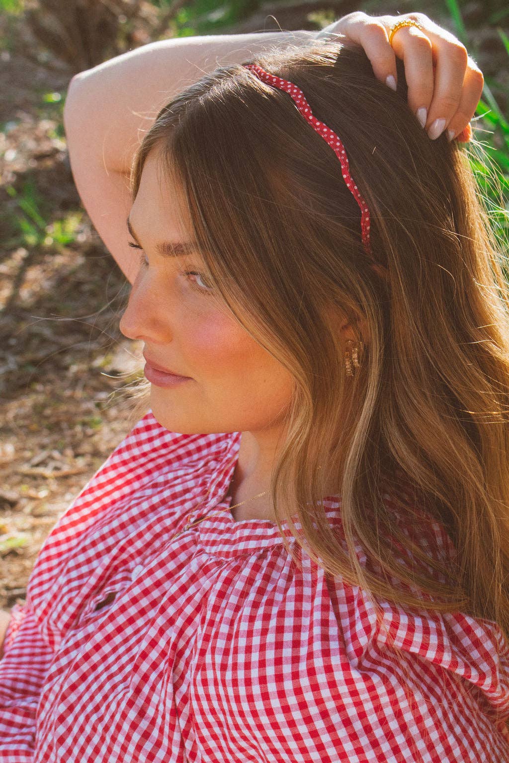 Squiggly Polka Dot Headband: Red