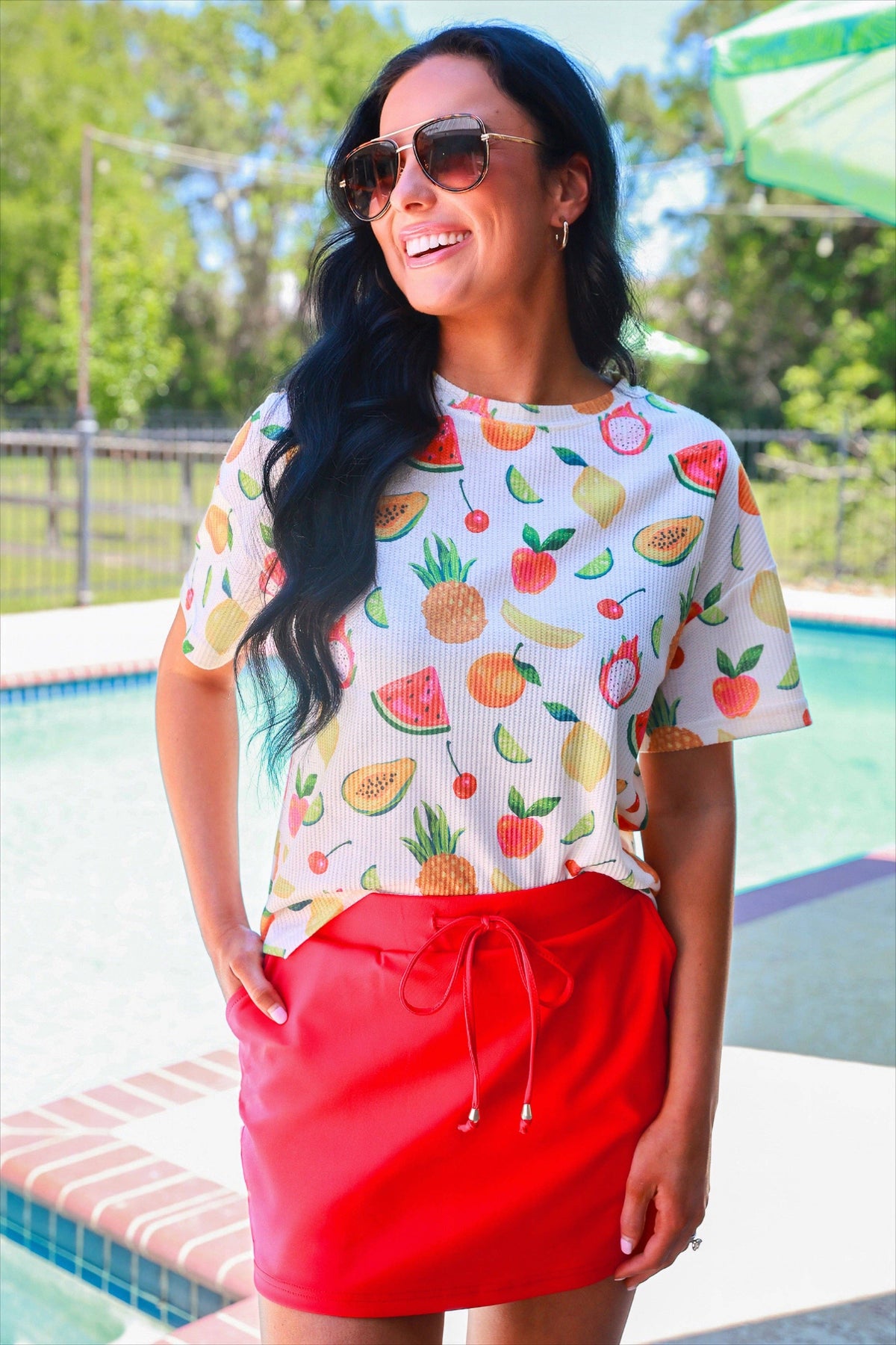 Solid Red Skort