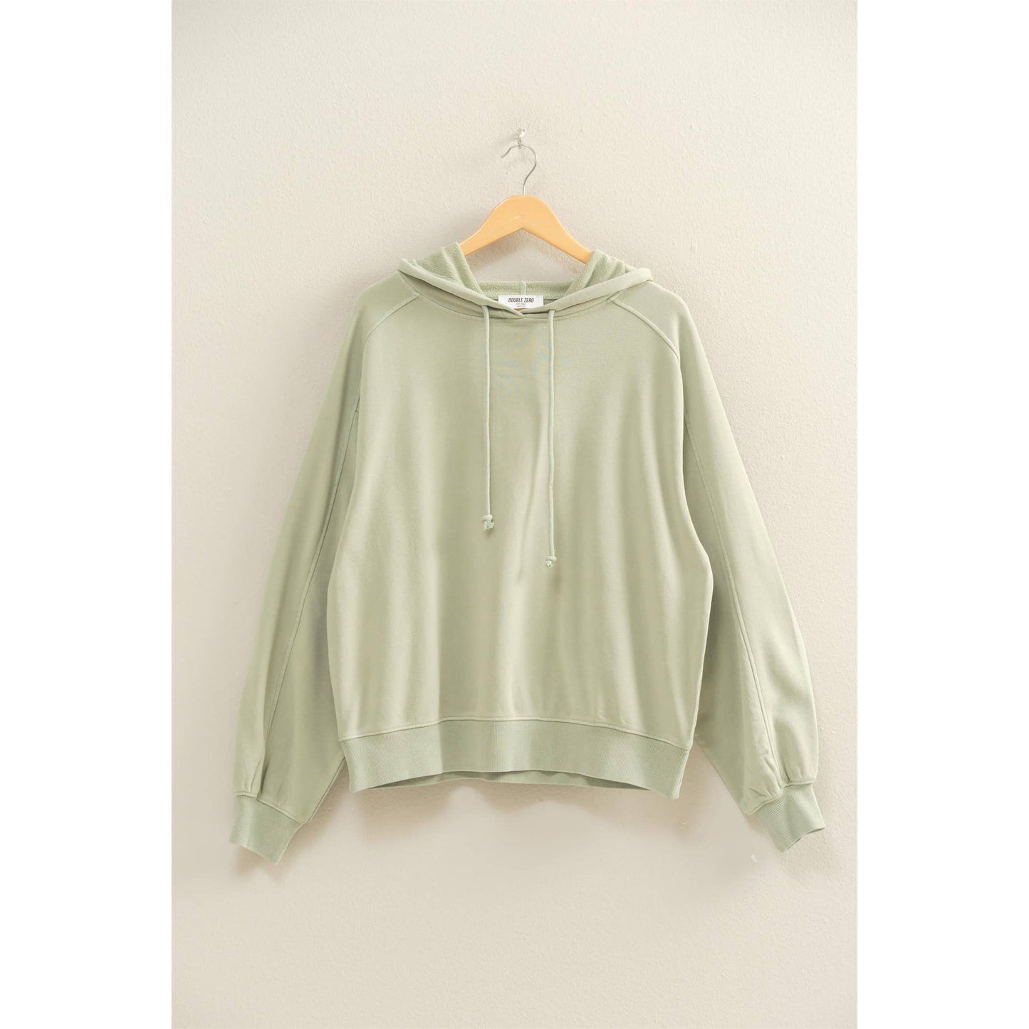 Mineral Washed Seam Detail Hoodie: DARK GREEN / S-M-L(2-2-2)