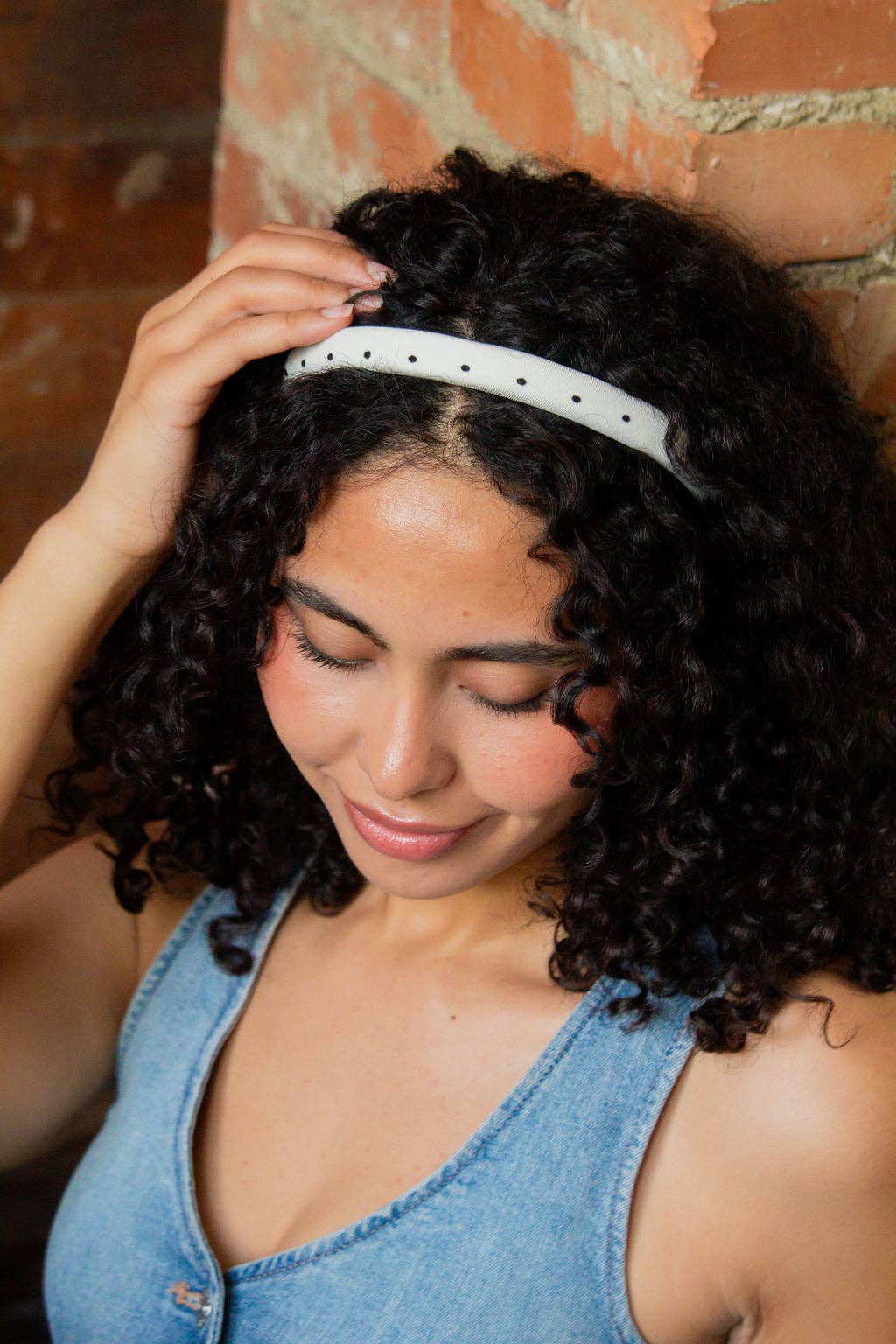 Pin Dotted Headband: Grey