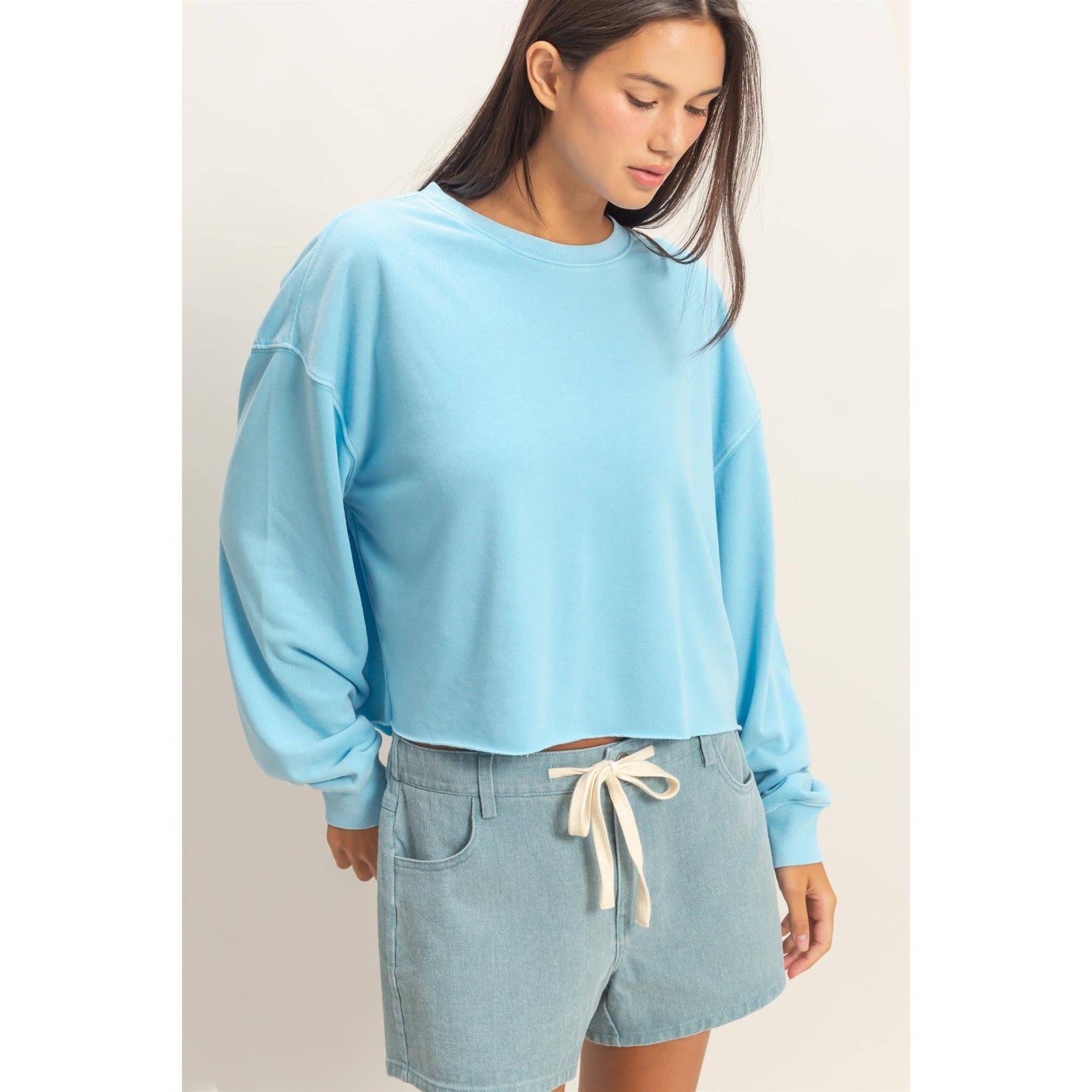 Cropped Mineral Wash Sweatshirt