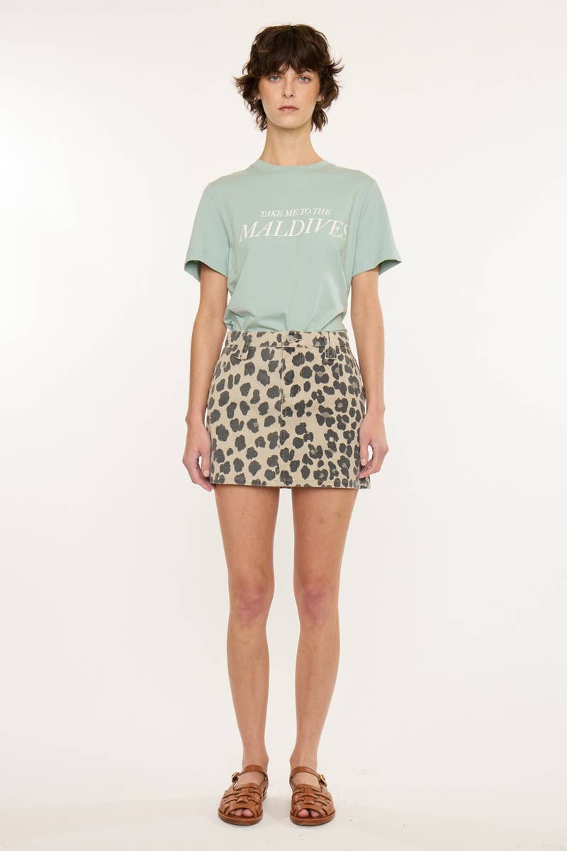 MID RISE MINI SKIRT-KC5552BE: BEIGE / S
