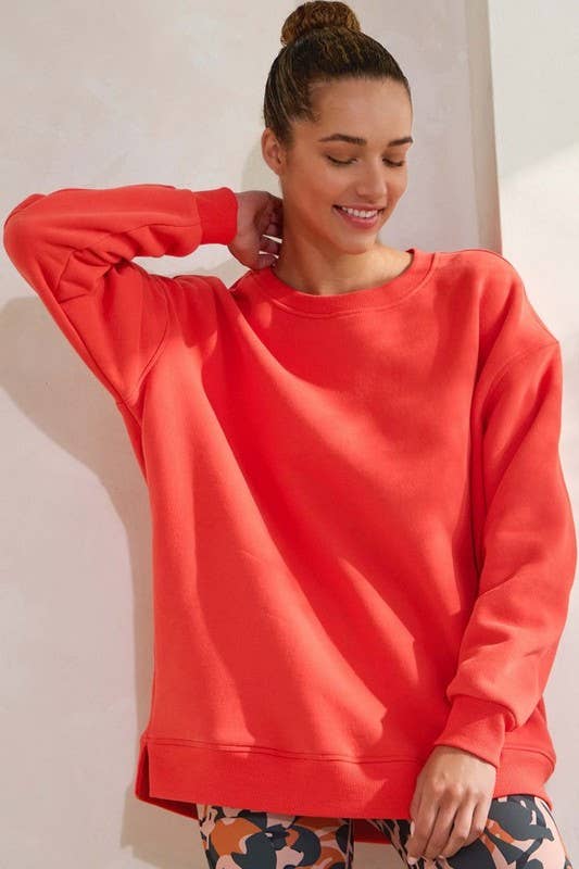 Cozy Fleece Oversized Sweatshirt: Orange