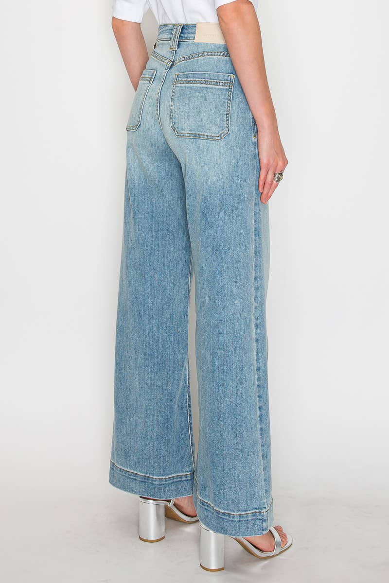 TUMMY CONTROL HIGH RISE A LINE WIDE LEG JEAN