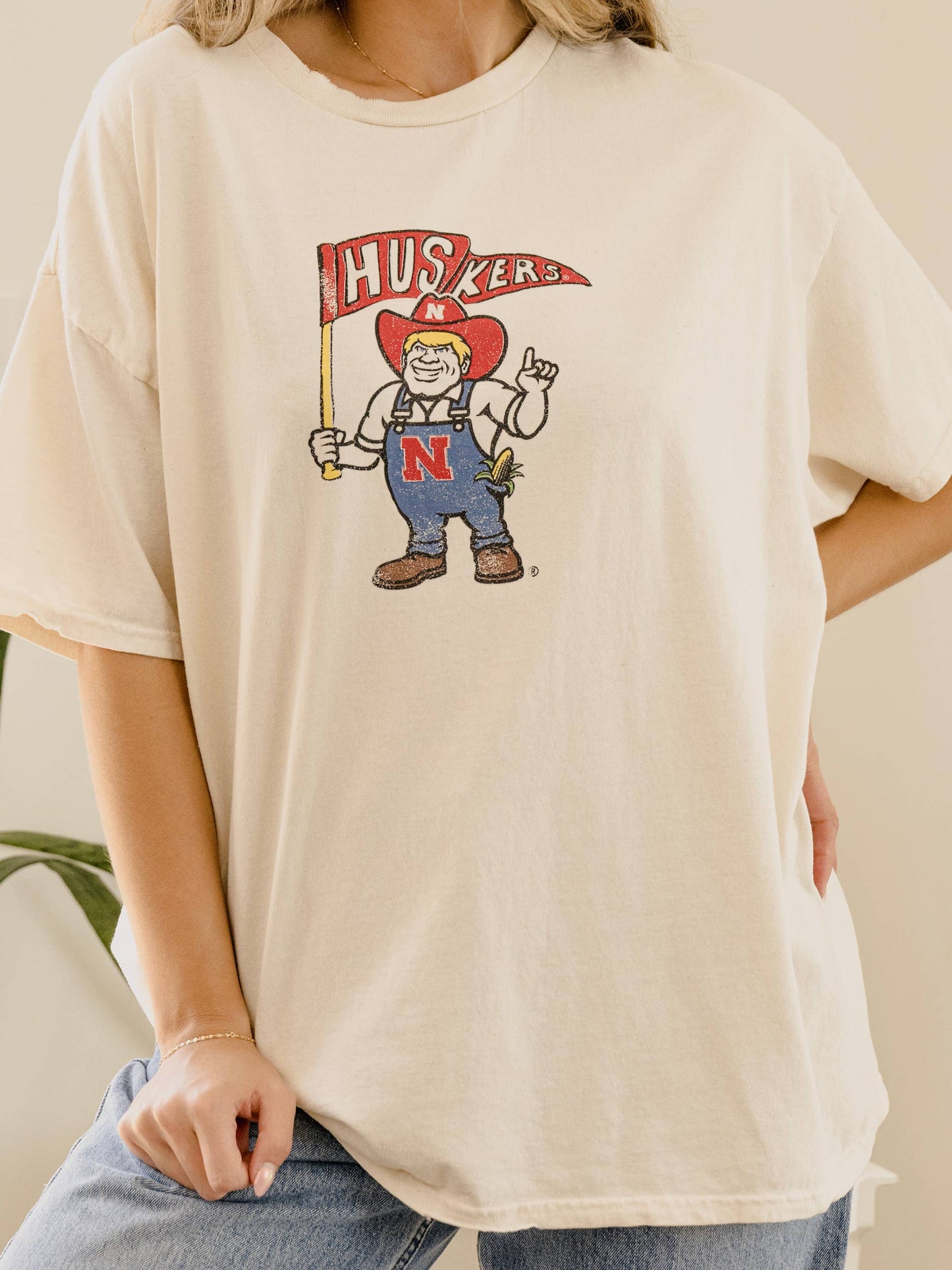 Ne Huskers Mascot Thrifted Tee