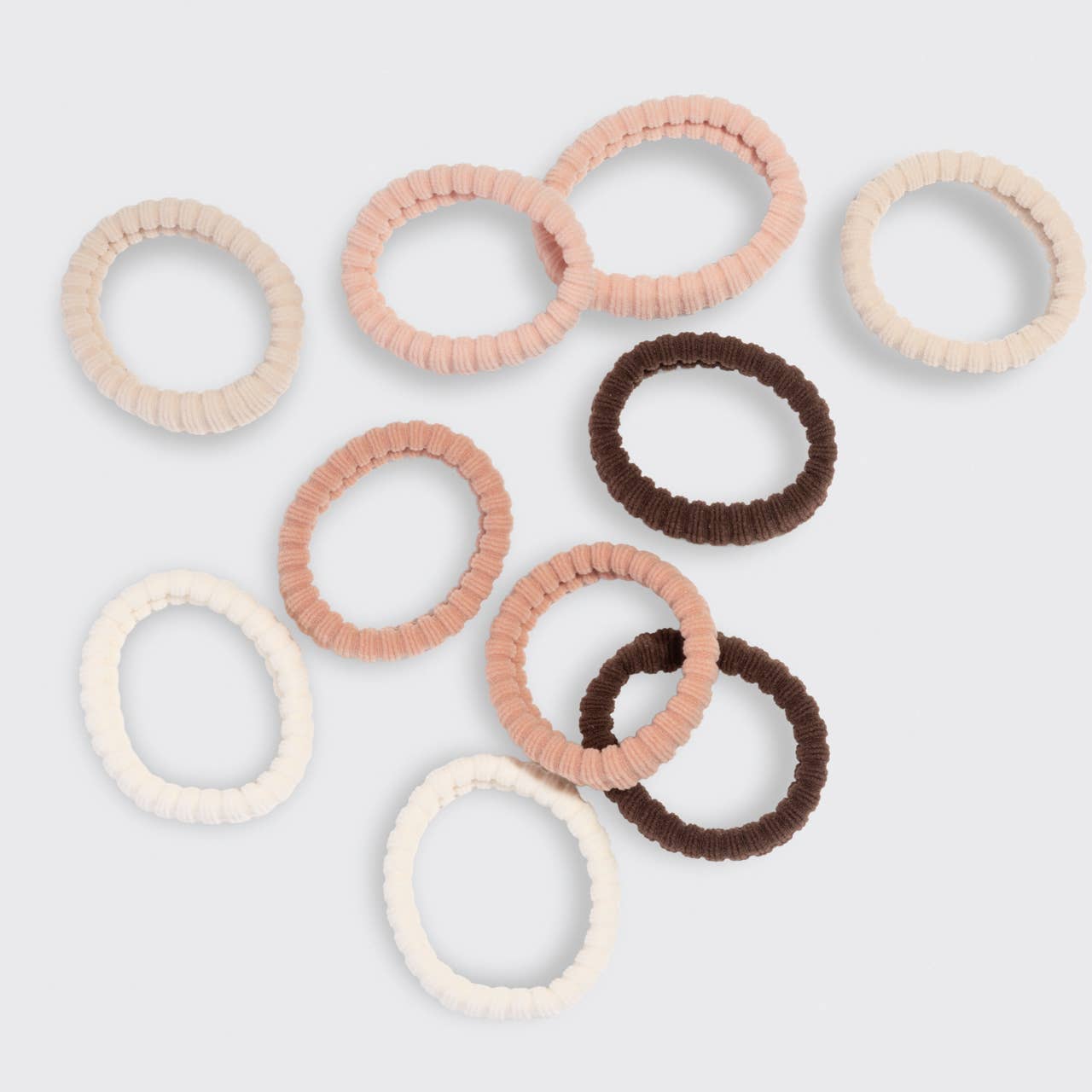 Recycled Fabric Ribbed Hair Elastics 10pc Set - Blush