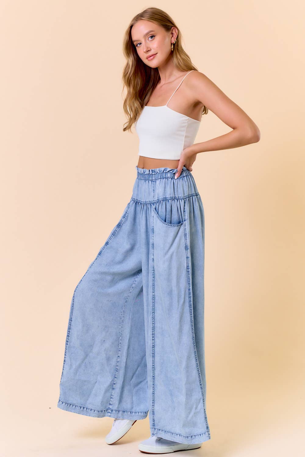 Tencel Denim Wide Leg Pants