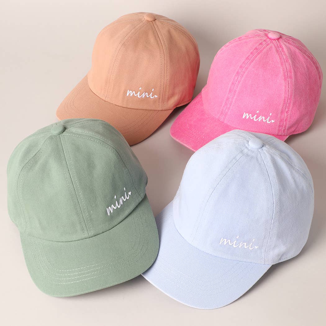 Kids Mini Embroidered Letters Baseball Cap: SAGE / ONE SIZE