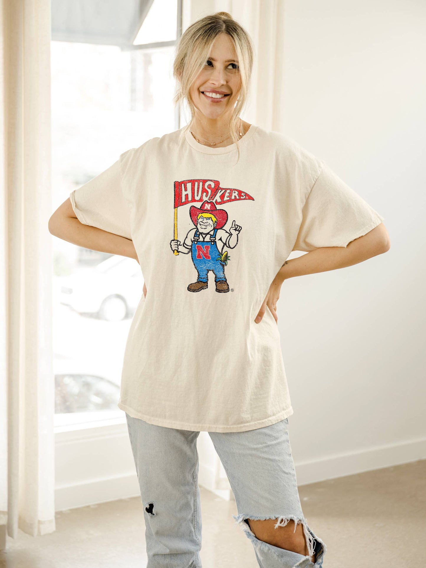 Ne Huskers Mascot Thrifted Tee