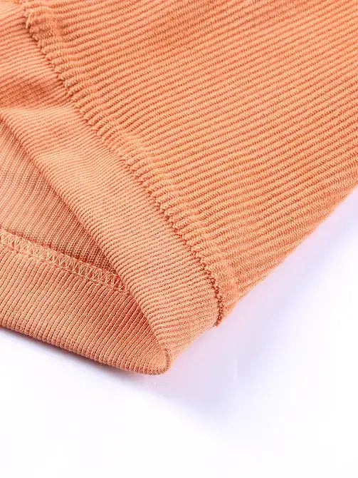 Orange Long Sleeve Ribbed Corded Oversized Sweatshirt: Orange / 100%Polyester / 2XL