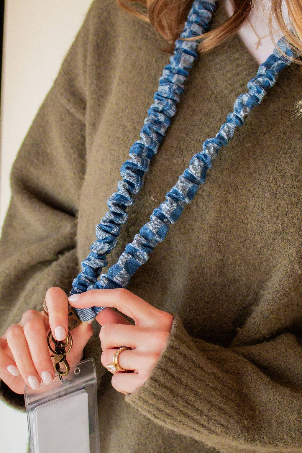 Denim Checked Lanyard