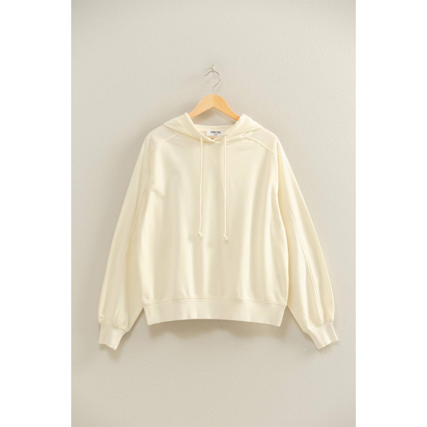 Mineral Washed Seam Detail Hoodie: CREAM
