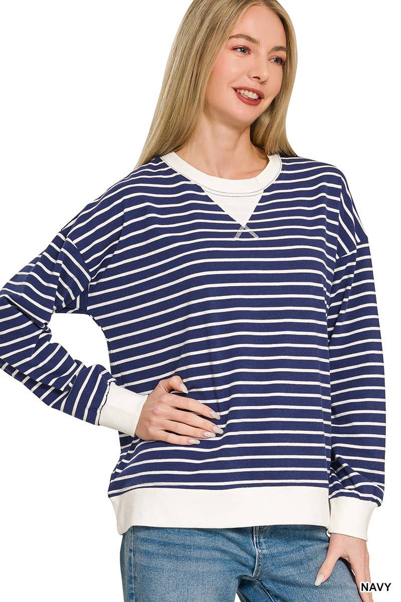 Striped Pullover: CANDY PINK / 2-2-2(S-M-L)