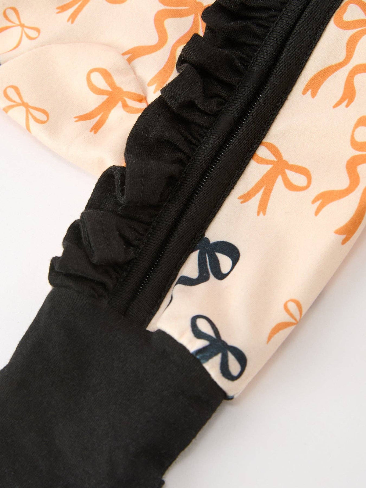Halloween Bow Print Baby Girl Pajamas Ruffle Zipper Romper: 3M