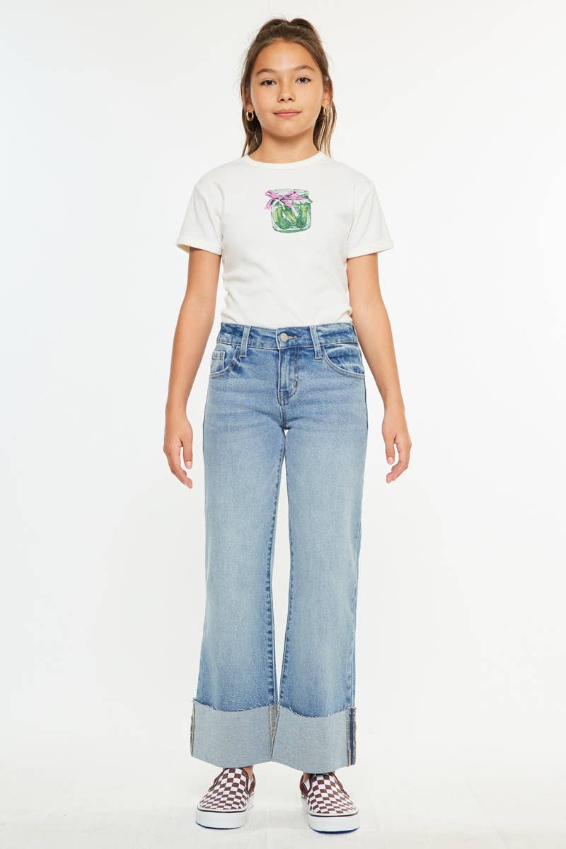 OPEN PACK MID RISE WIDE FLARE JEANS-YC78027M: MEDIUM / 6