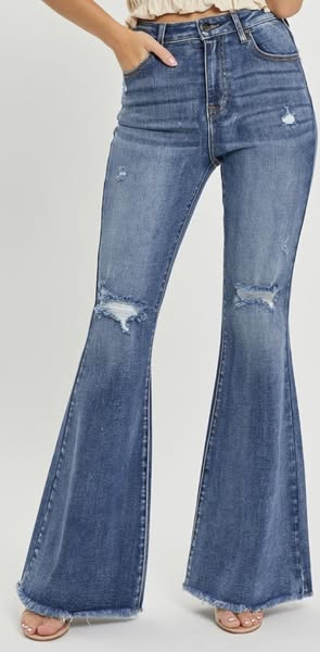 HR Distressed Flare Jeans