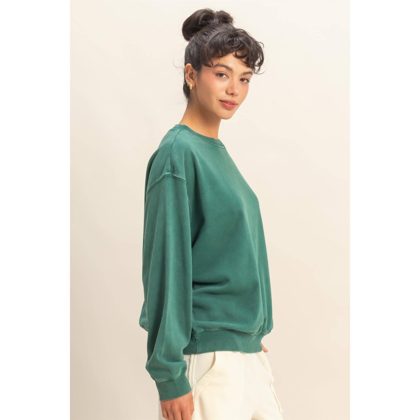 Oversized Mineral Washed Sweatshirt: TAFFY PINK / S-M-L(2-2-2)