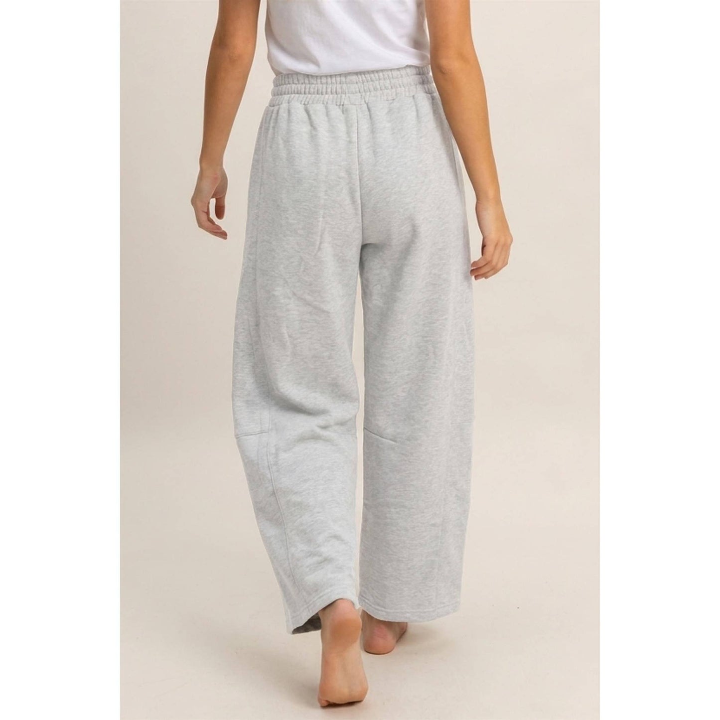 Drawstring Waist Barrel Sweatpants: BLACK / S-M-L(2-2-2)
