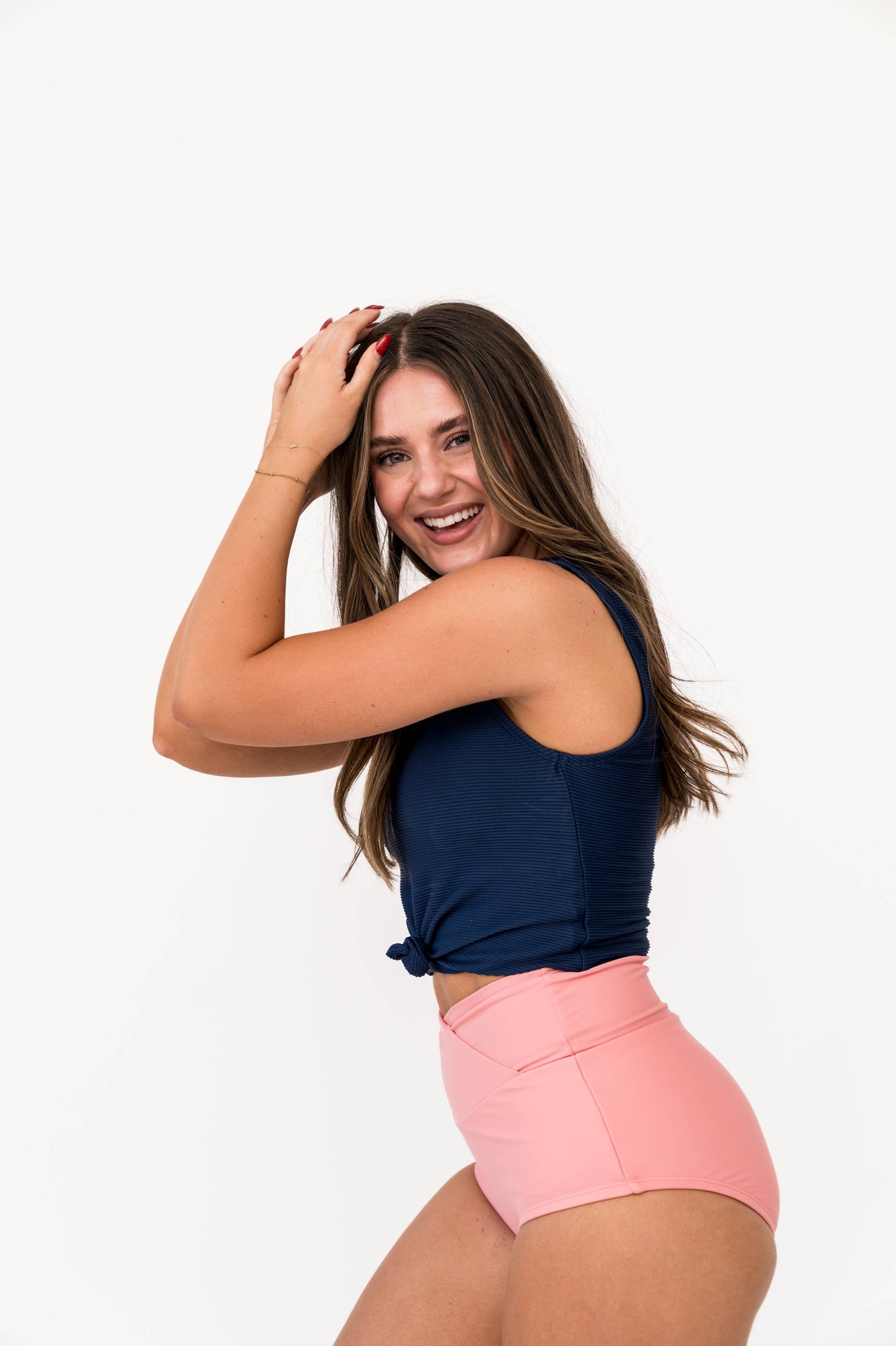Navy Knotted Front Swim Top
