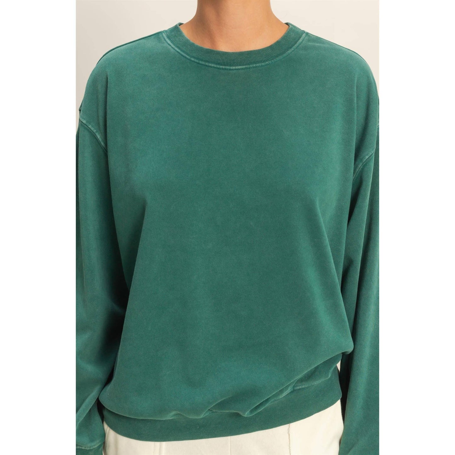 Oversized Mineral Washed Sweatshirt: CREAM / S-M-L(2-2-2)