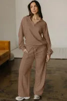 Collar Pullover & Sweatpants Set