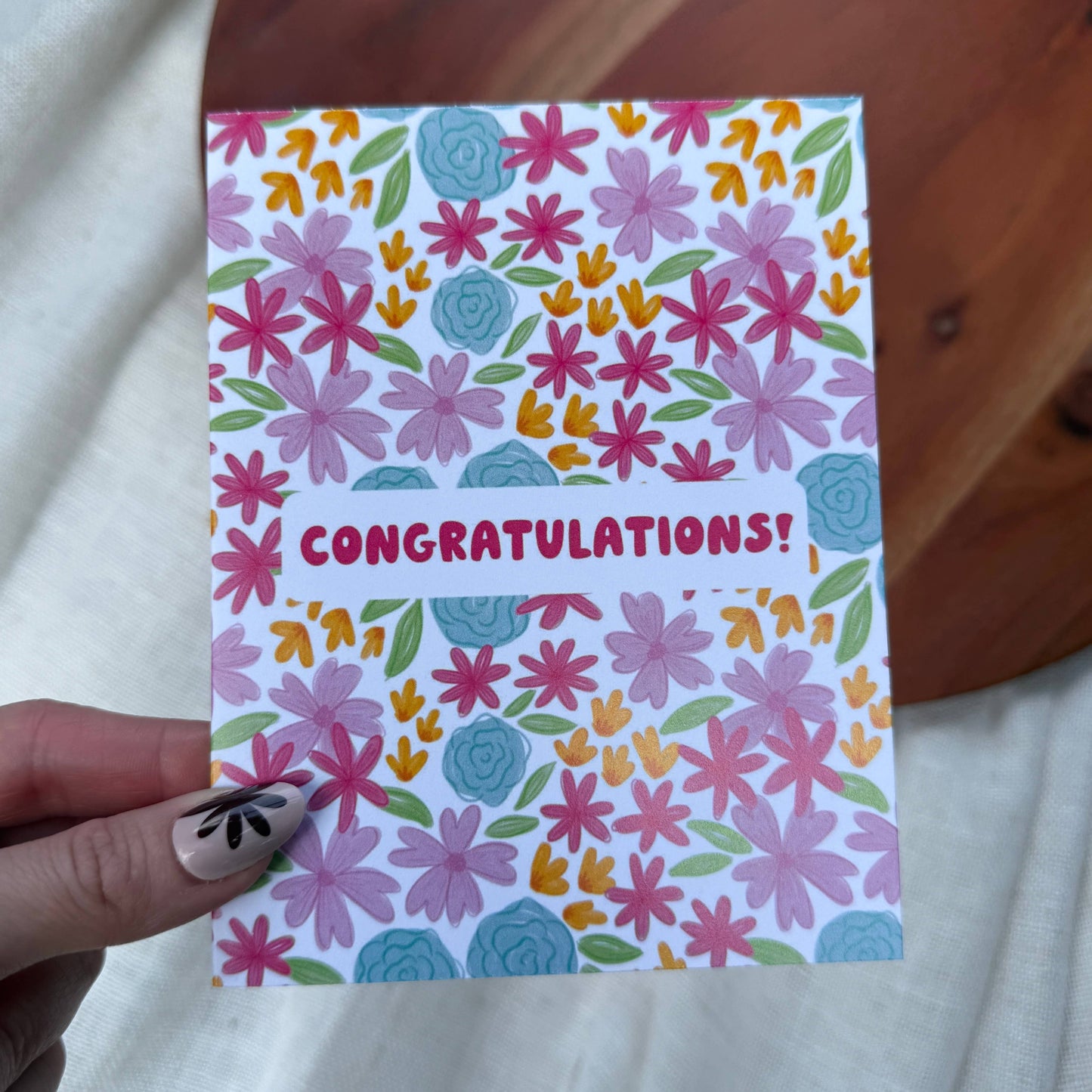 "Congratulations!" Floral Pattern Card