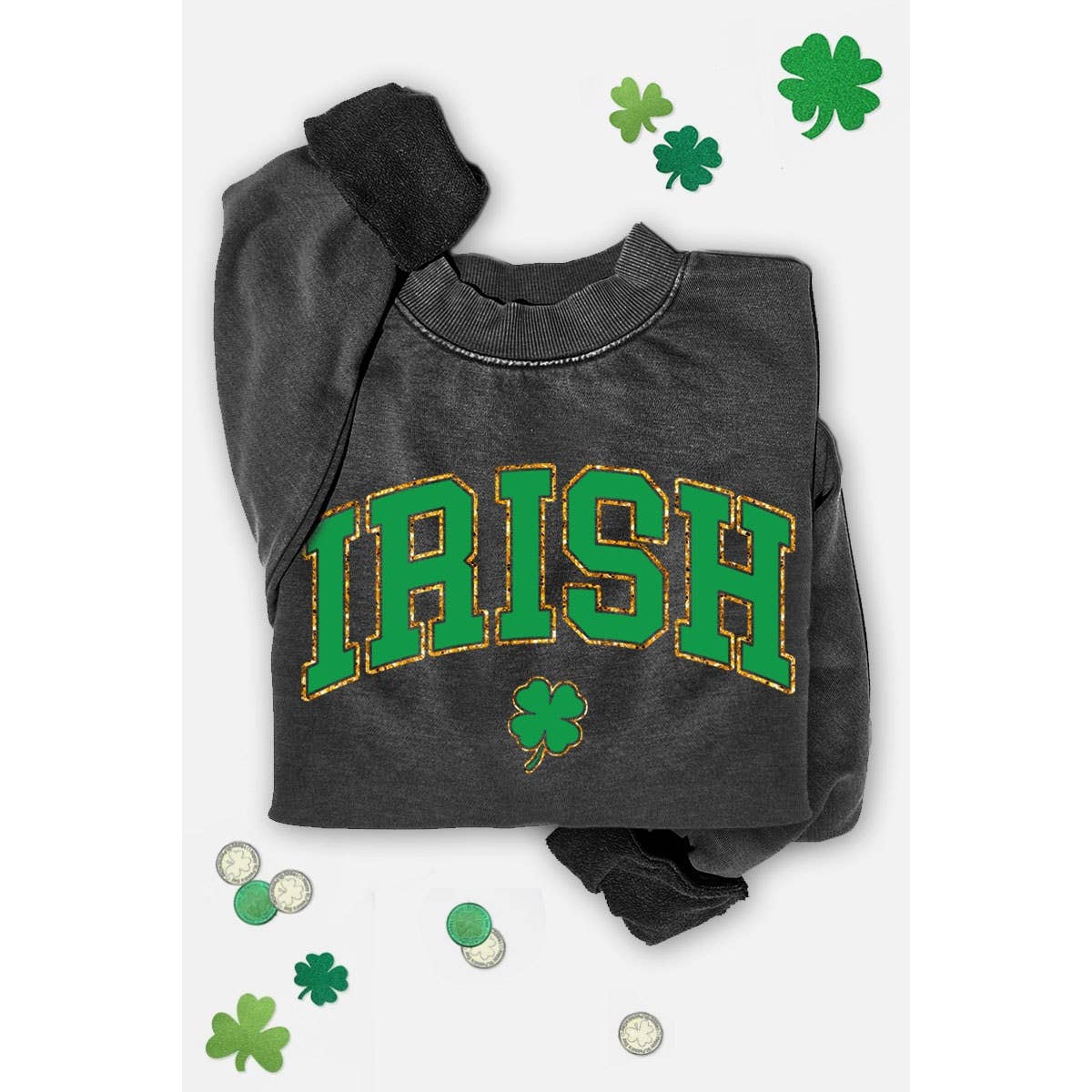 IRISH GOLD FOIL MINERAL GRAPHIC SWEATSHIRTS: MINERAL DUSTY GREEN