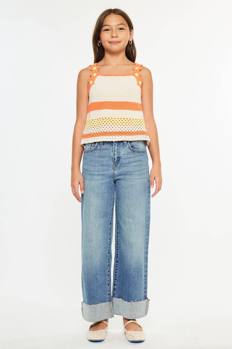 Kan Can Youth HIGH RISE CROP WIDE LEG JEANS