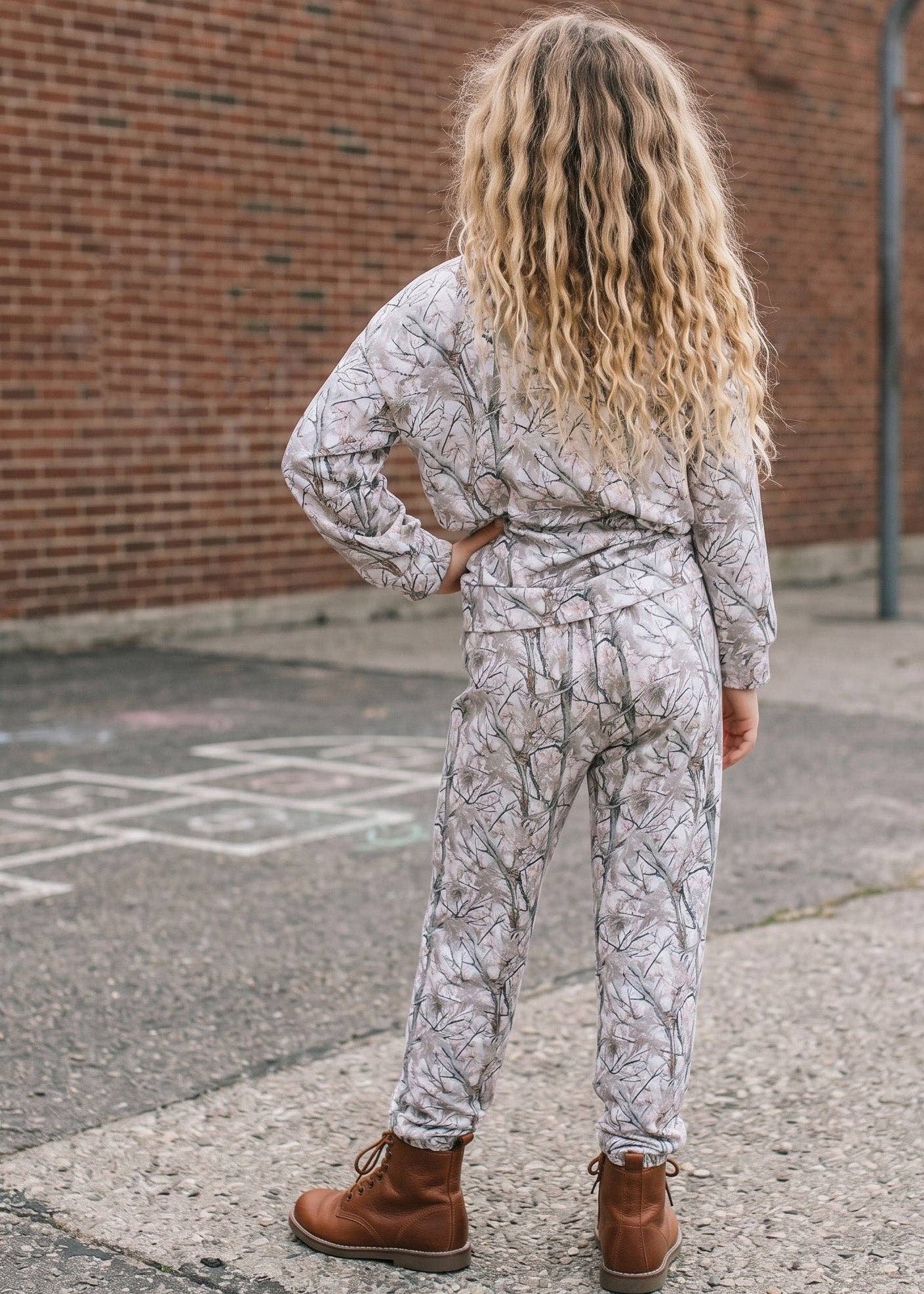 Kids Ava Winter Woodland Camo Lounge Set: 5/6