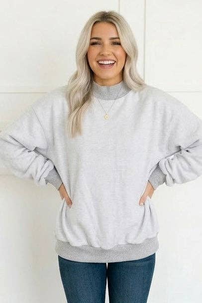 *REVERSIBLE* MOCKNECK SWEATSHIRTS: Light Heather Grey / SM