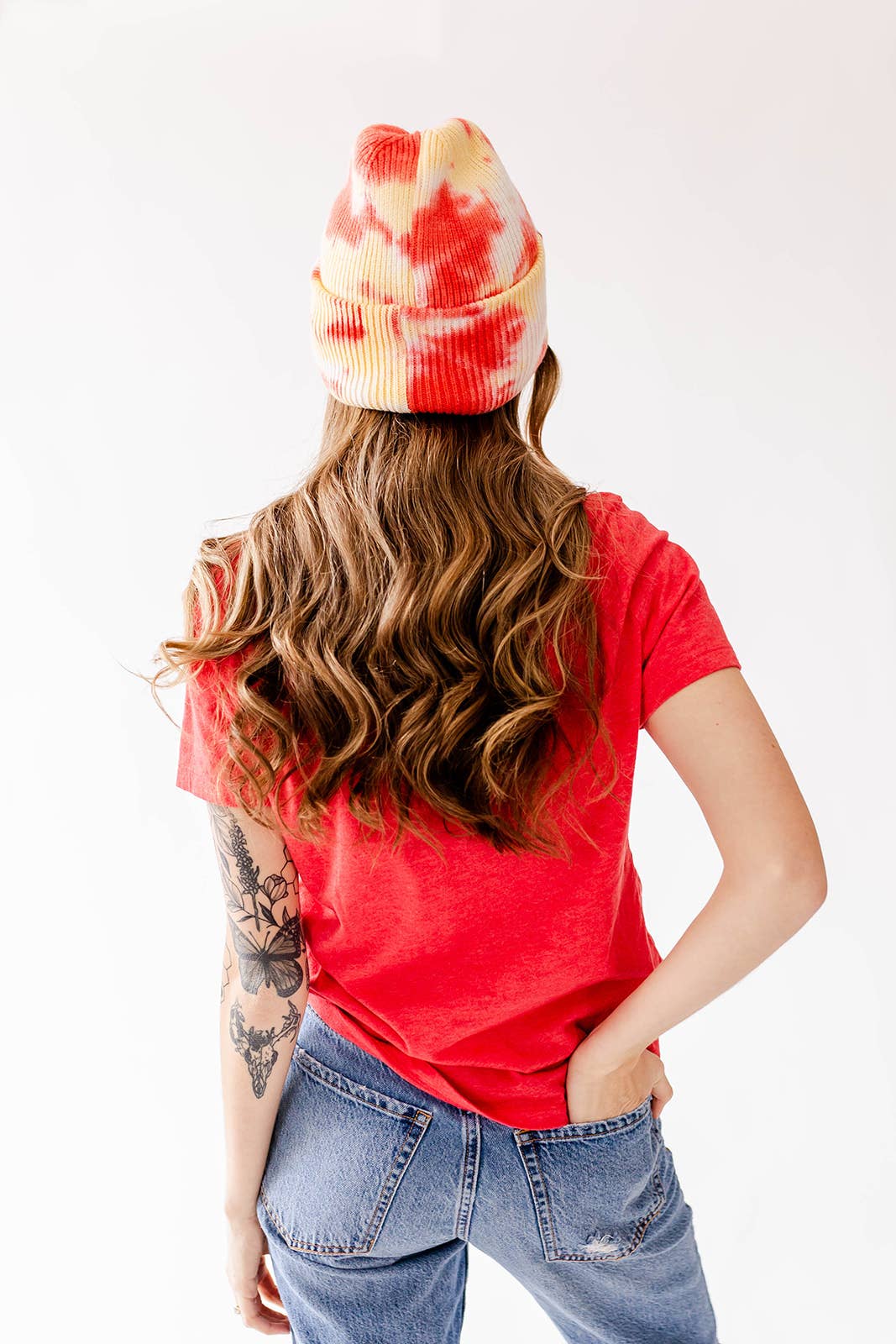 KC Watercolor Beanie - Red & Yellow