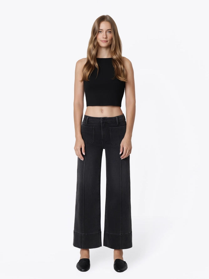 High Rise Black Pintuck