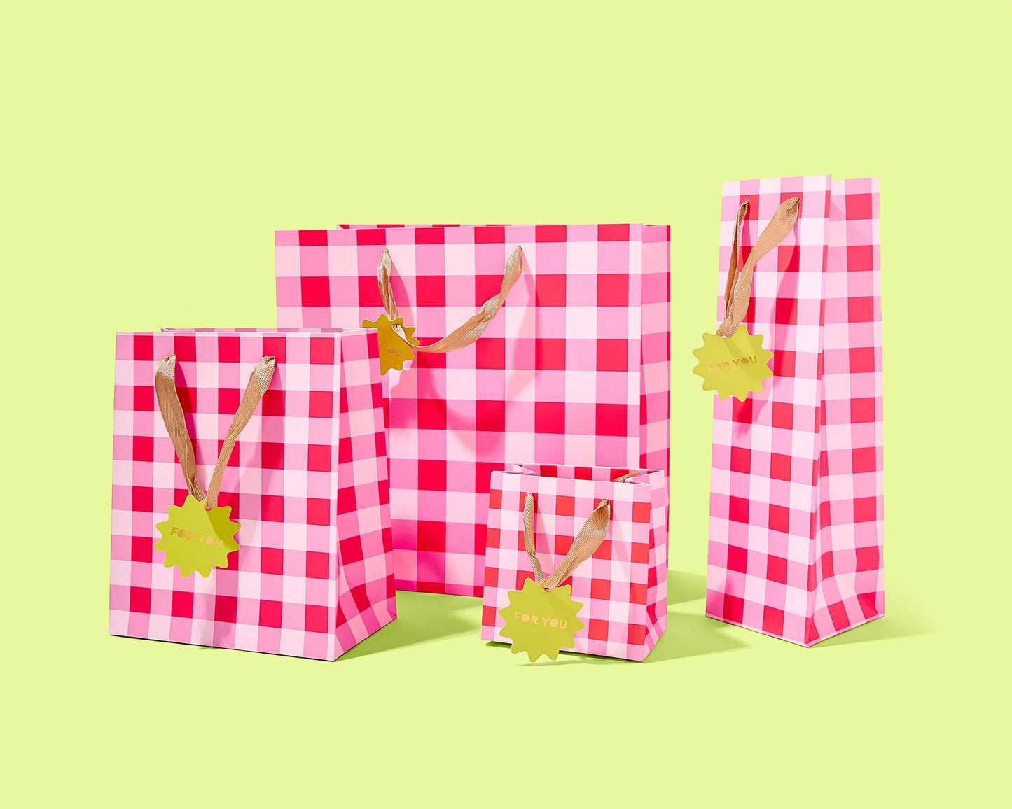 Red + Pink Gingham Gift Bag