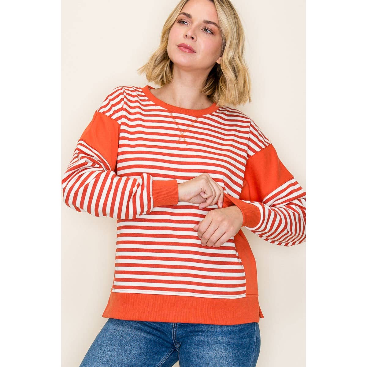 Stripe Sweatshirt - Orange