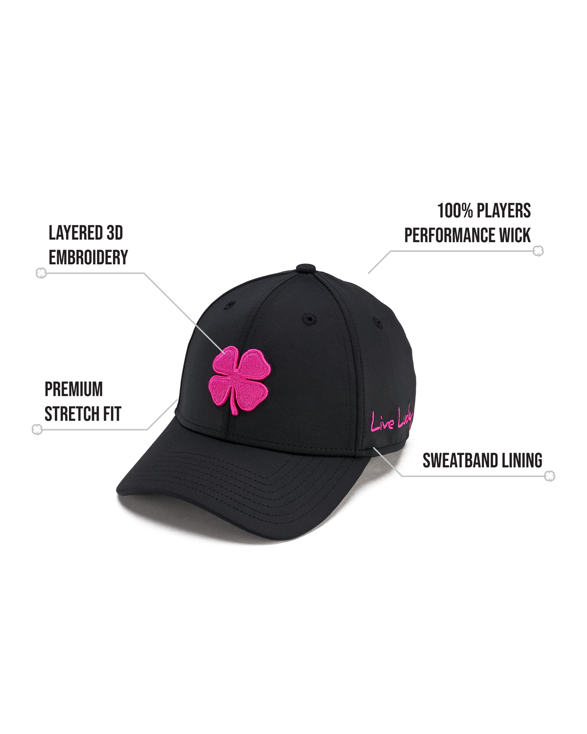 Premium Clover 185 Black Fitted Performance Hat: L/XL