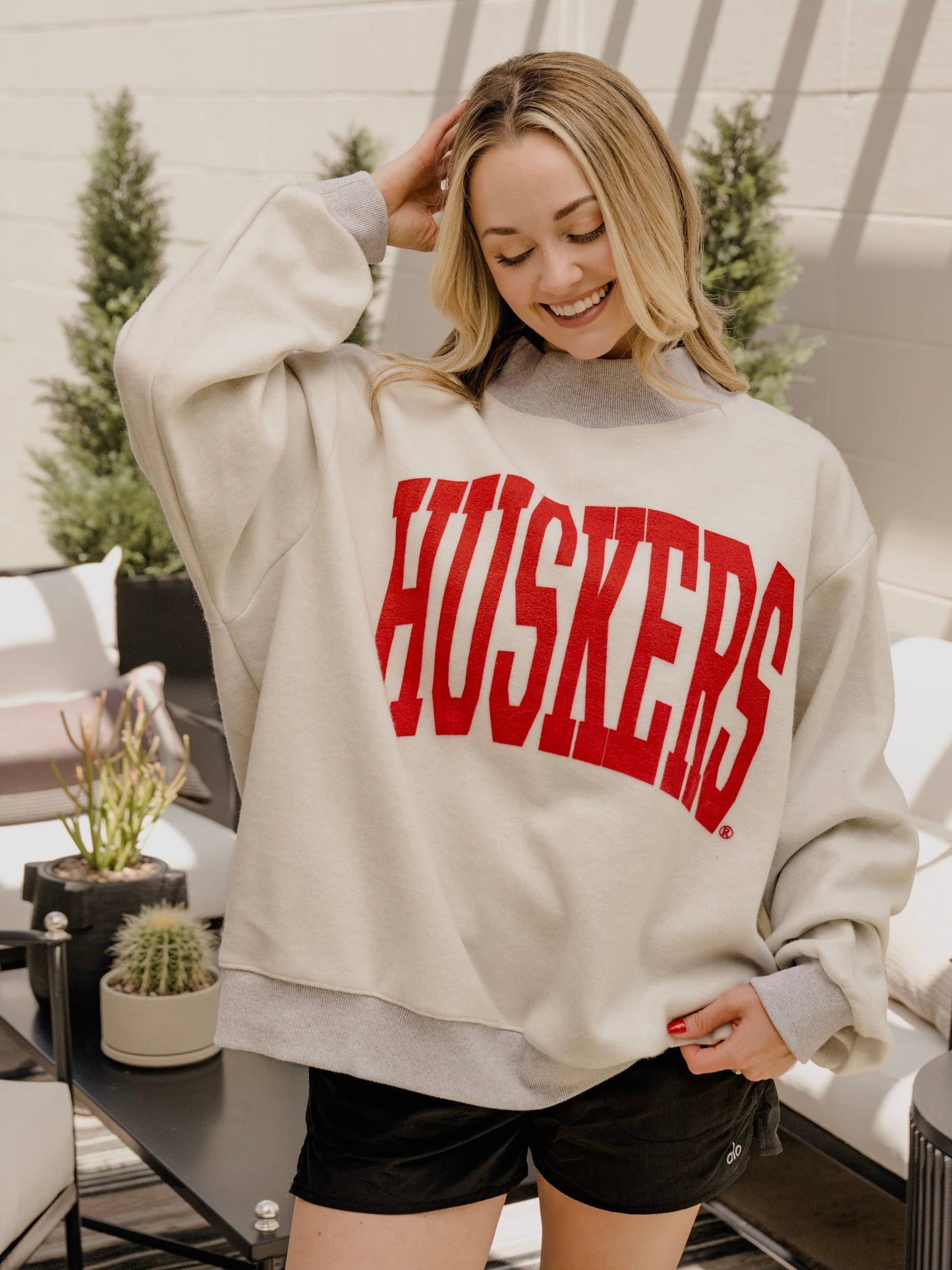 Nebraska Huskers Tall Boy Reversible Mock Neck Sweatshirt: S/M