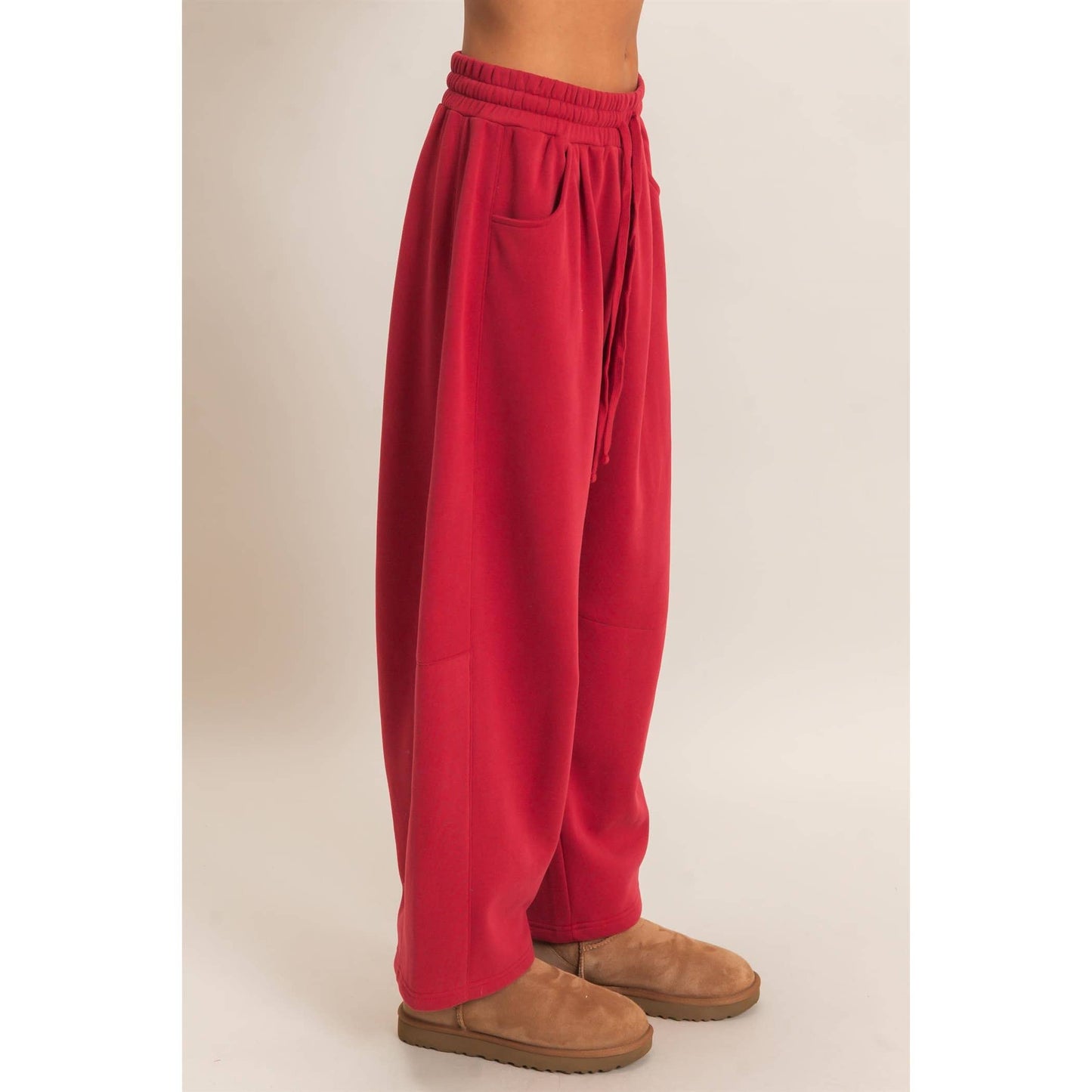 Drawstring Waist Barrel Sweatpants: BLACK / S-M-L(2-2-2)